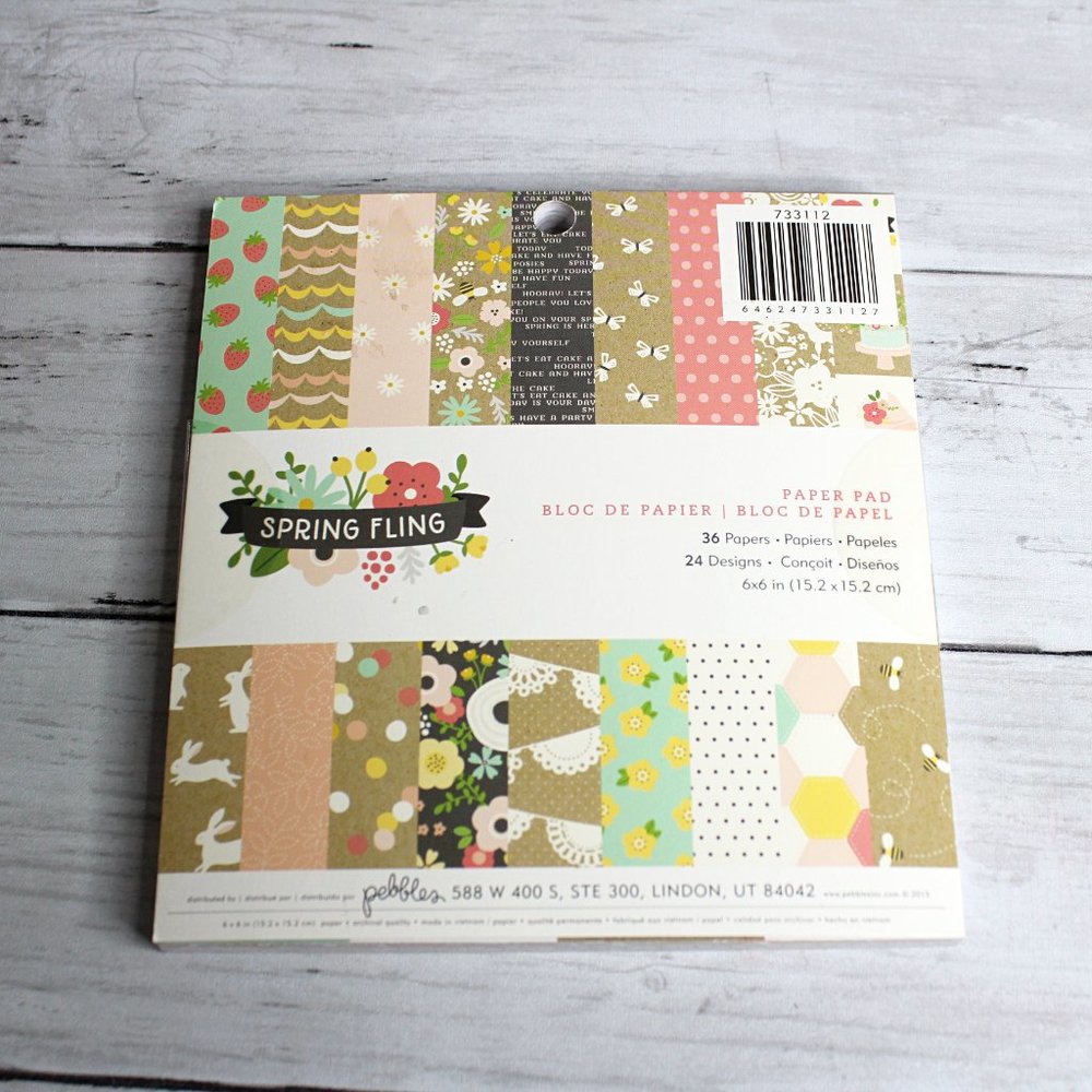 Pebbles Scrapbook Cardstock Paper Pad 6" x 6" Spring Fling 36 Sheets
